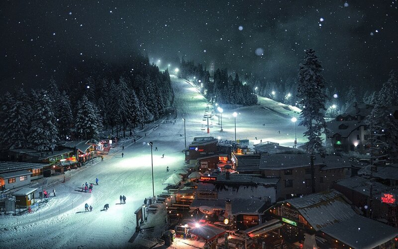 Ski Resort at Night — White