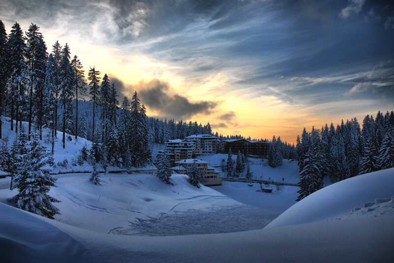 Ski Resort at Sunset — Blue