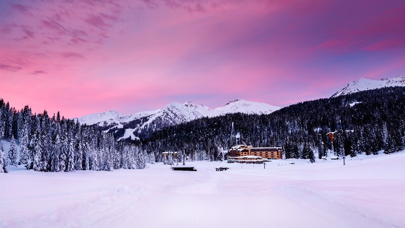 Ski Resort at Sunset — Pink, Serene