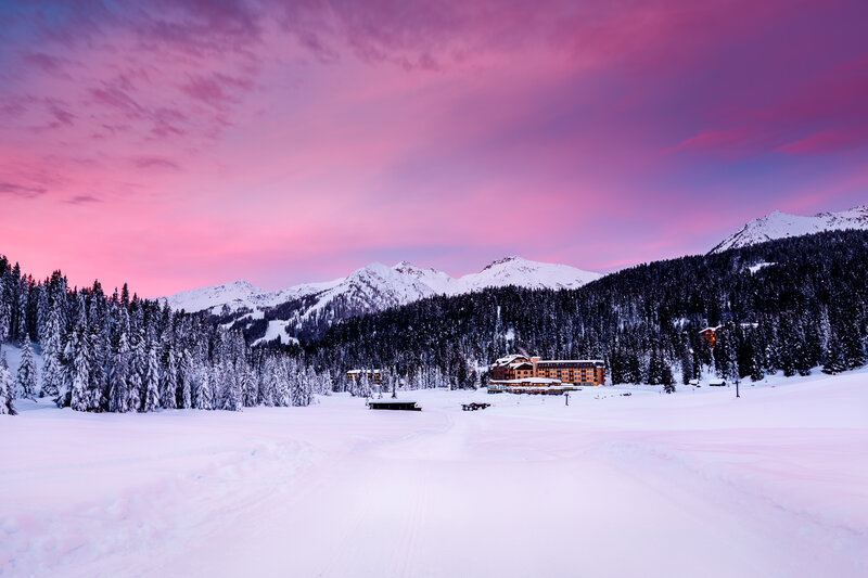 Ski Resort at Sunset — Pink