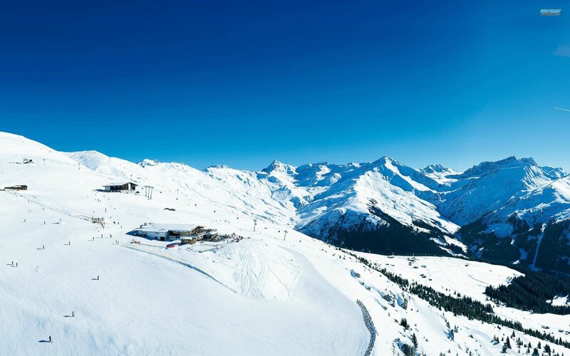Ski Resort in Mountains — Blue, Serene