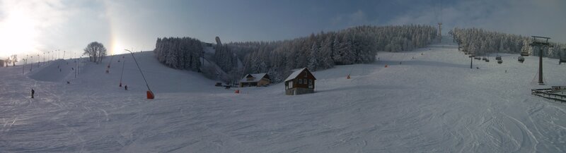 Ski resort on a snowy day