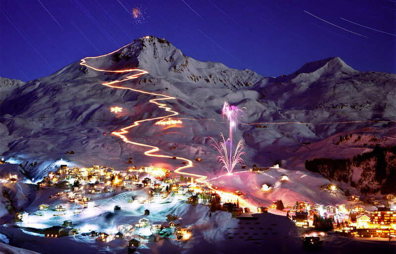 Ski Resort Village — Blue, Festive