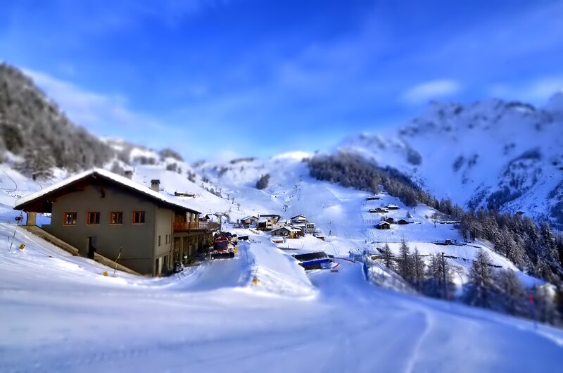 Ski Resort Village — Blue, Serene, Winter