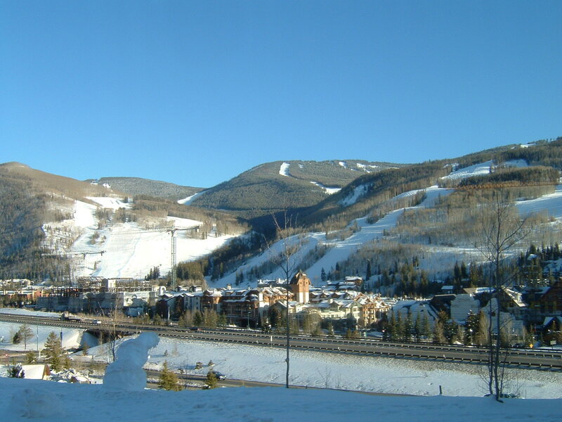 Ski resort village in winter
