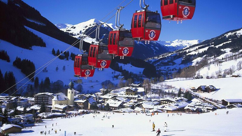 Ski resort with cable cars