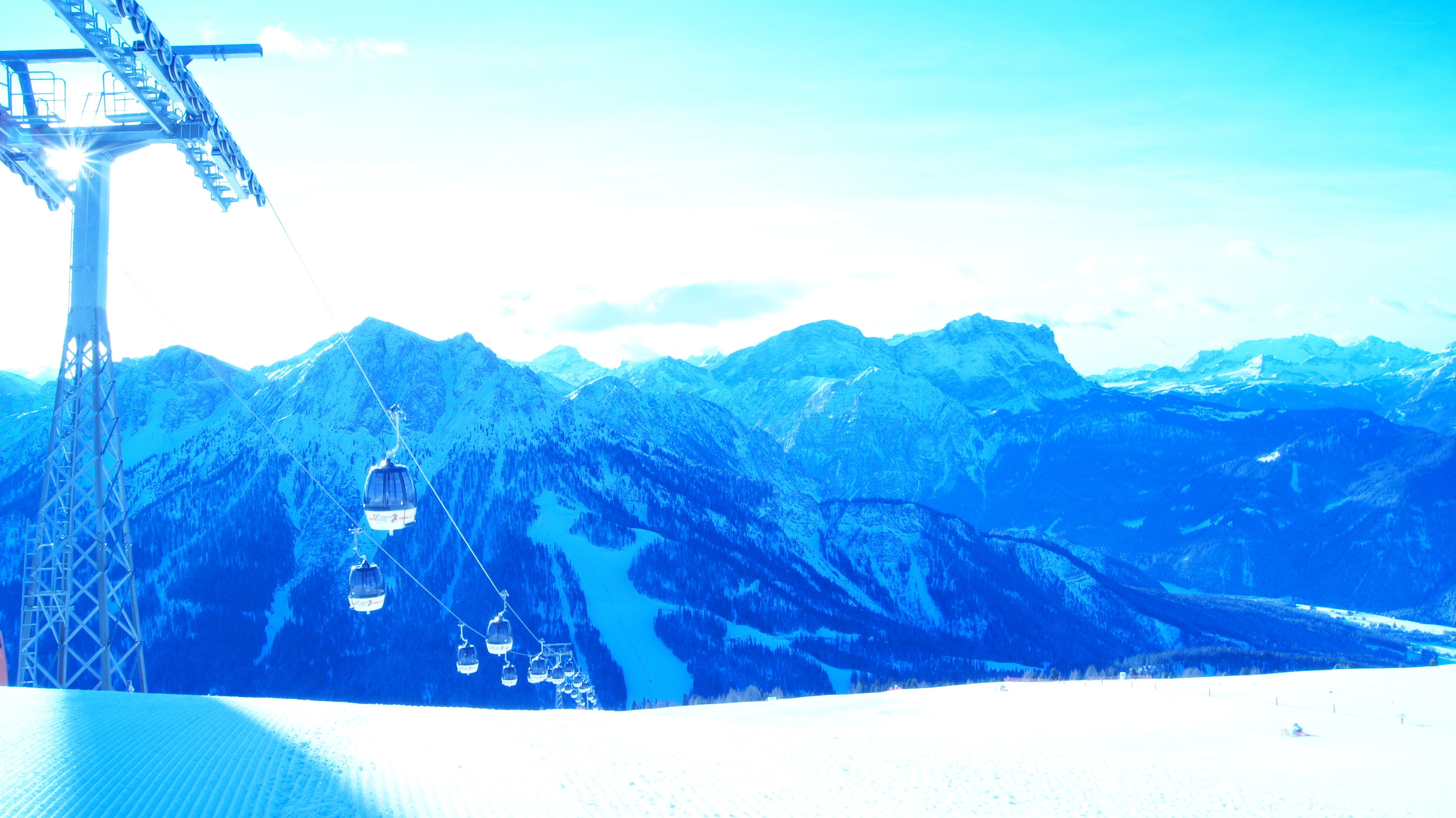 Ski resort with cable cars