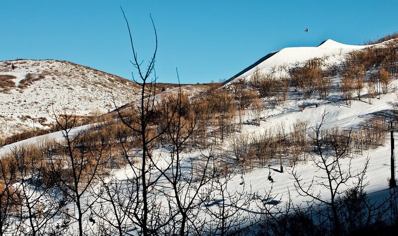 Ski resort with snow-covered hills