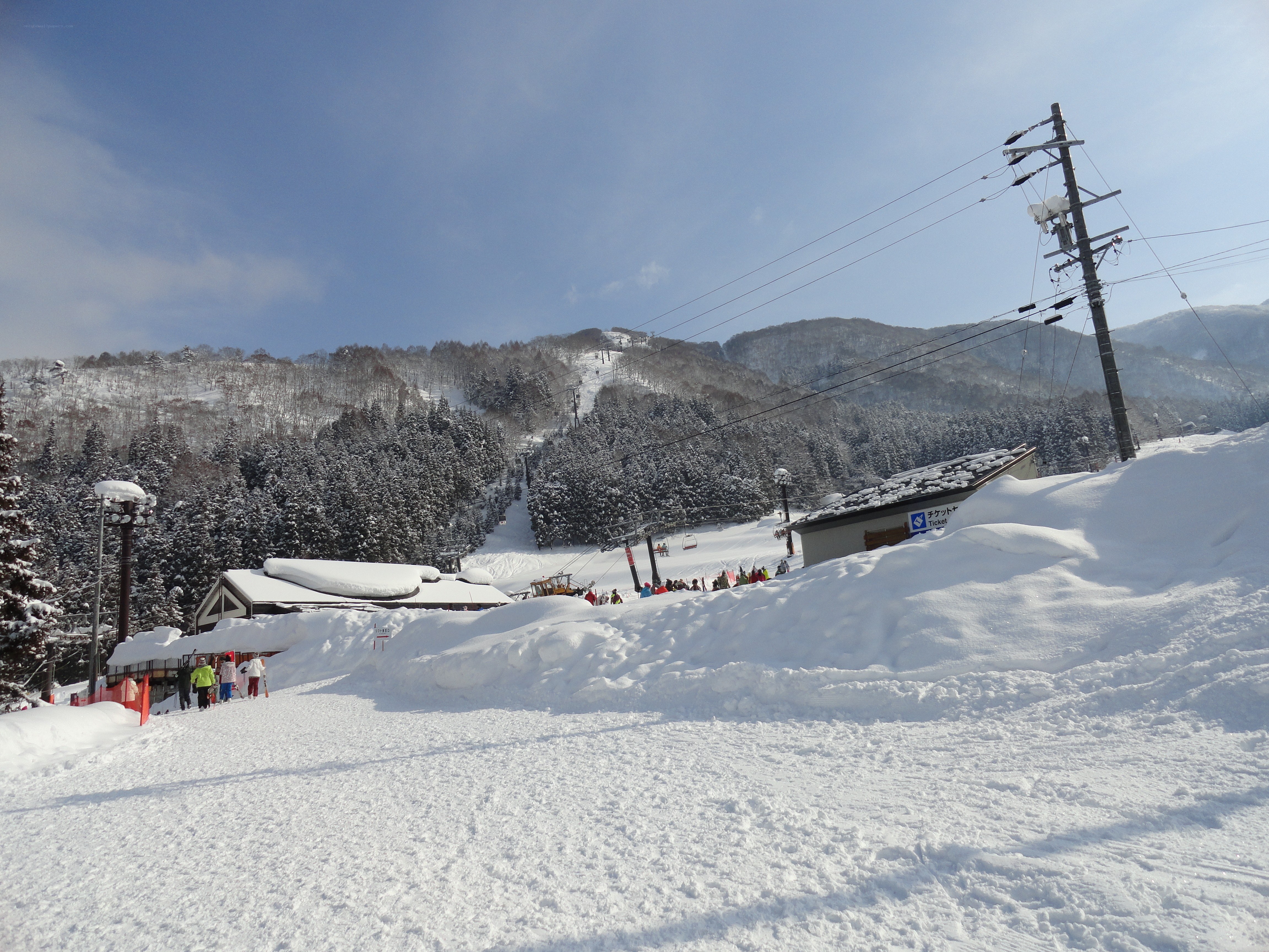 Ski resort with snow-covered mountains