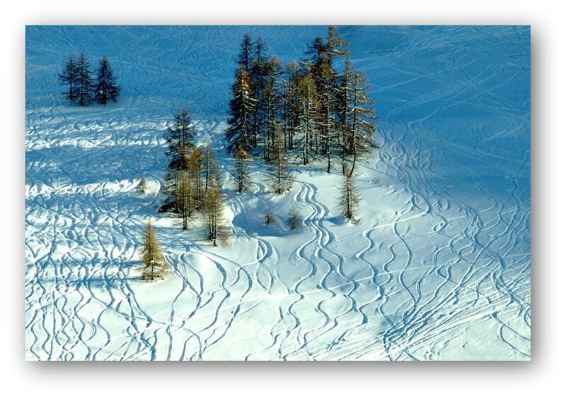 Ski Tracks on Snow