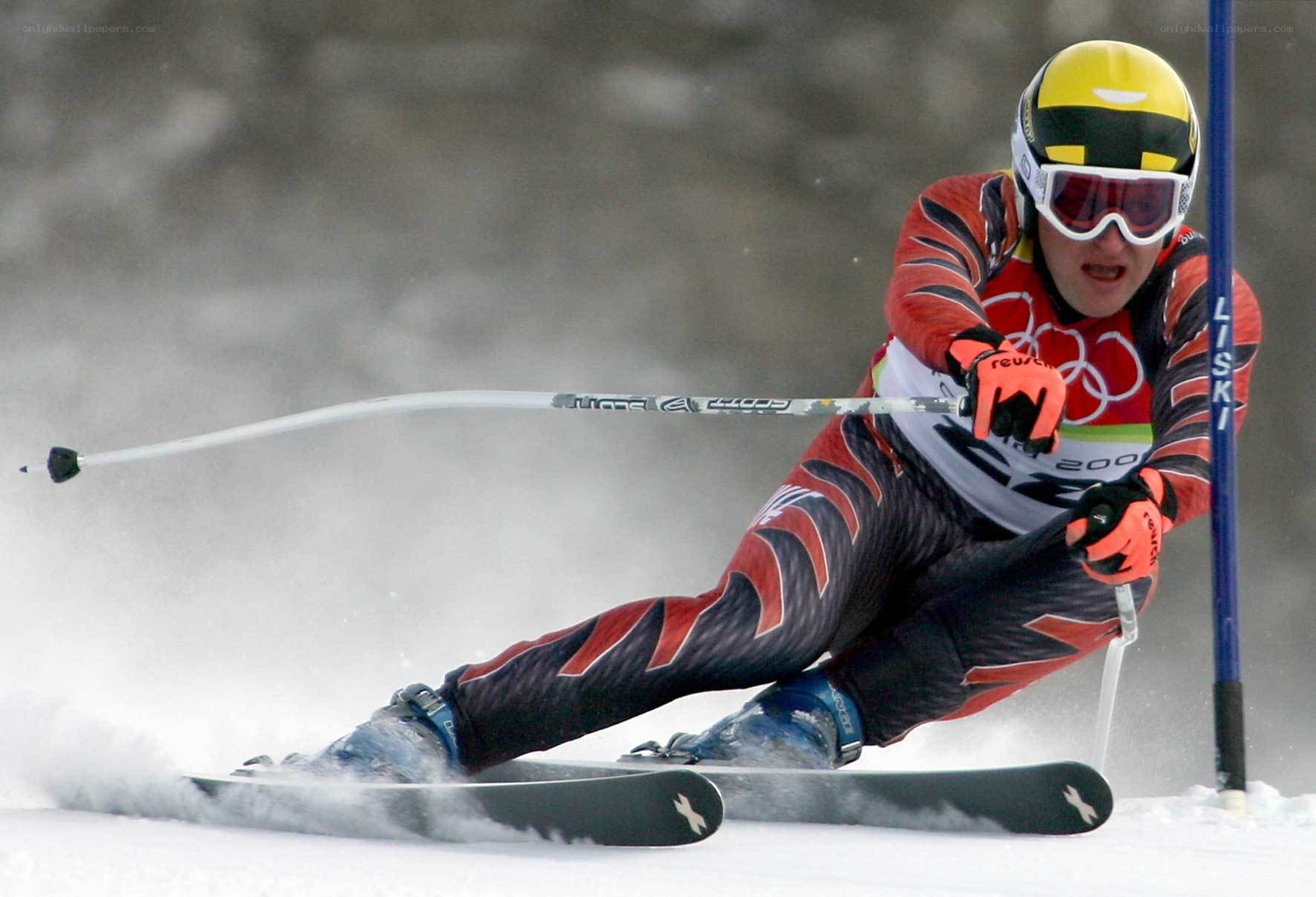 Skier in action during a race
