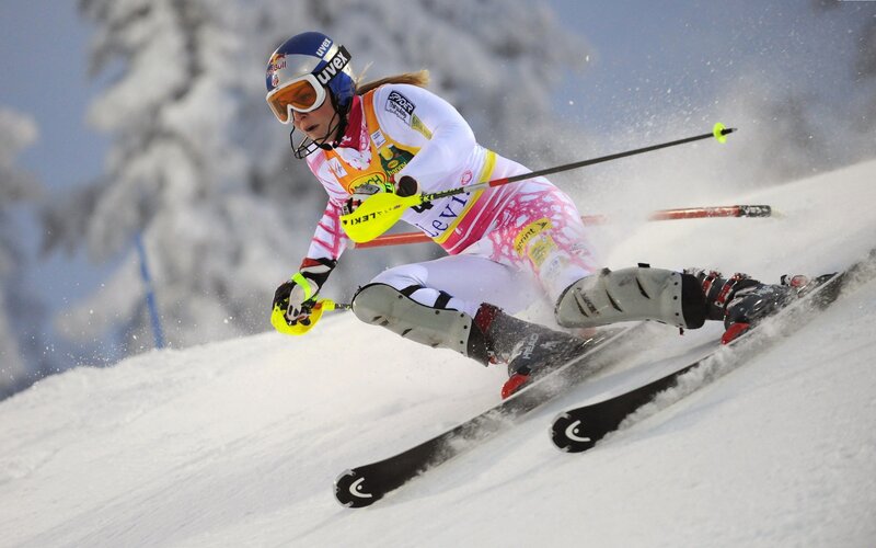 Skier in action on snowy slope