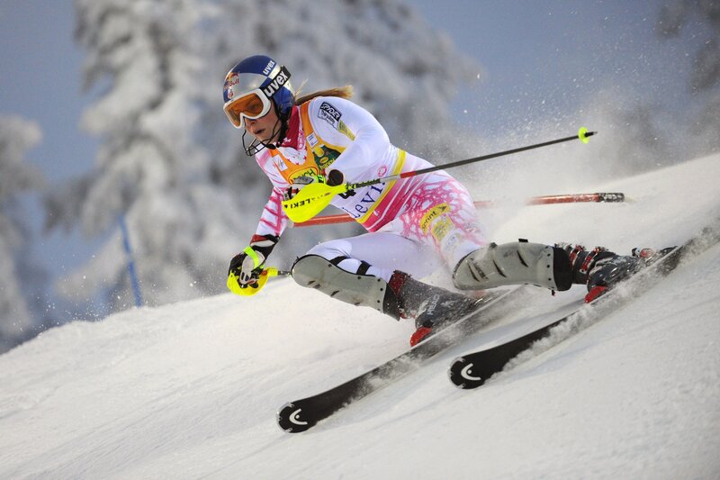 Skier in action on snowy slope
