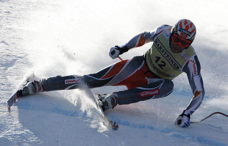Skier in action on snowy slope