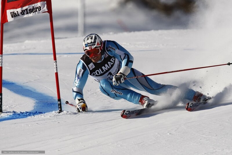 Skier in Blue Suit — White, Dynamic