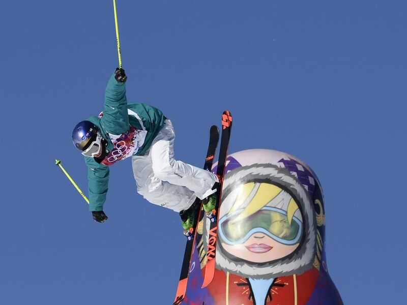 Skier in Mid-air — Blue, Dynamic