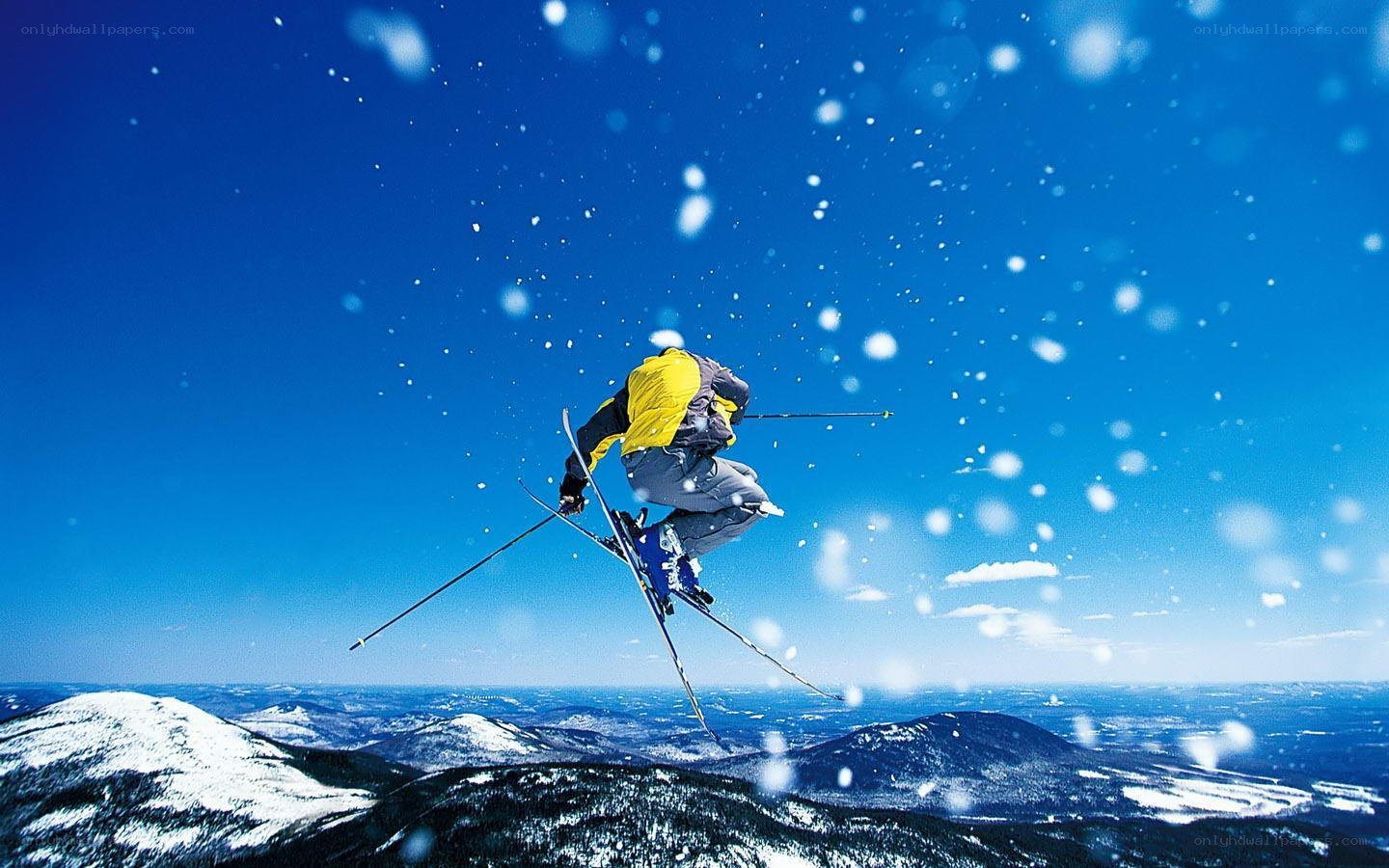 Skier in mid-air jump