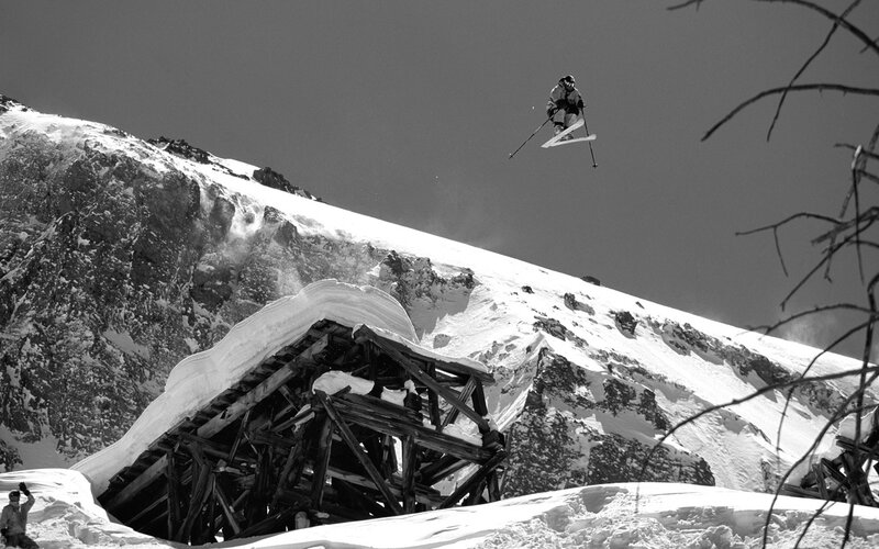 Skier in mid-air jump