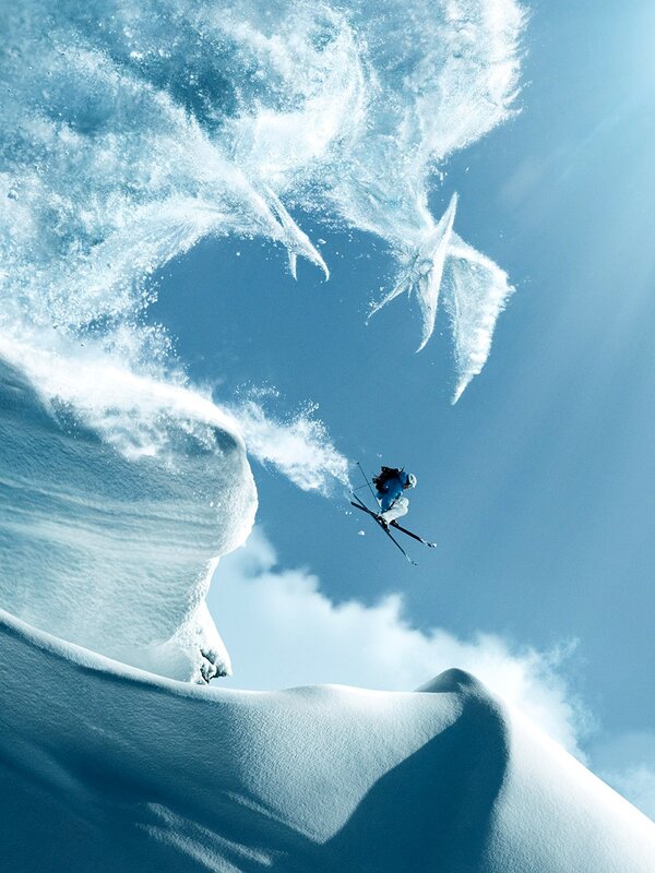 Skier in mid-air jump