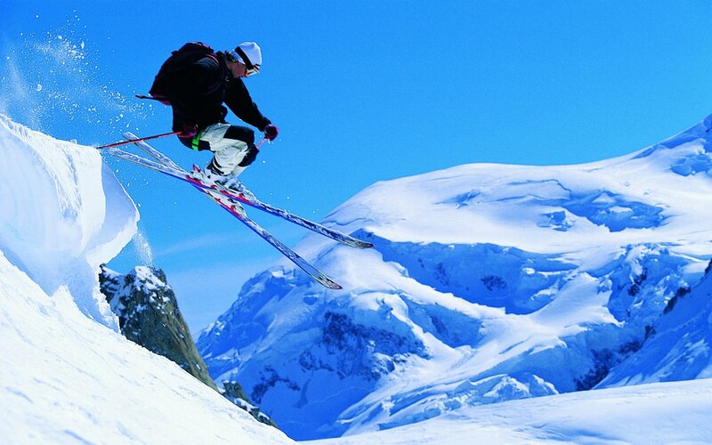 Skier in mid-air jump