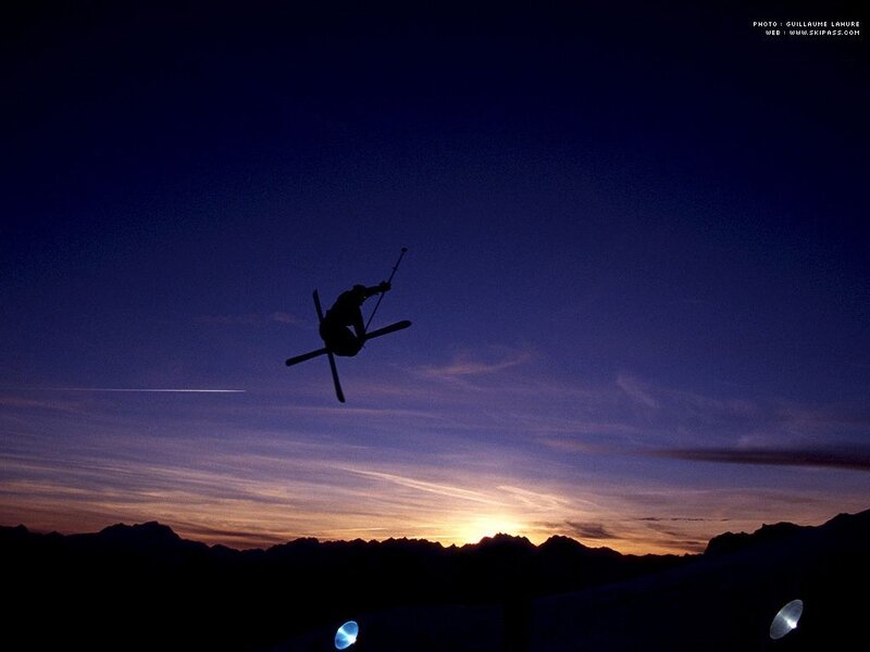 Skier in mid-air jump
