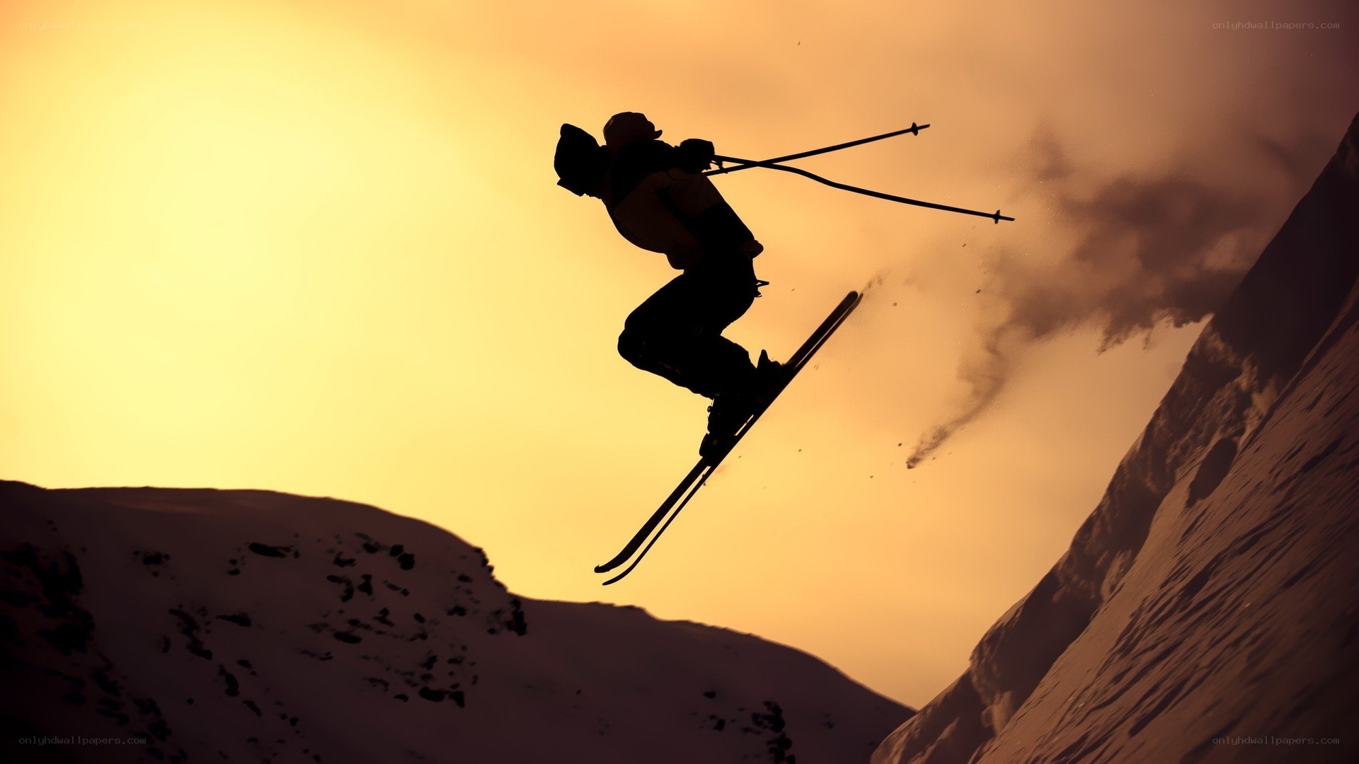 Skier in mid-air jump