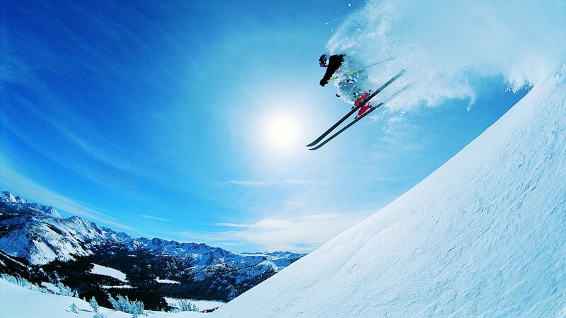 Skier in mid-air jump