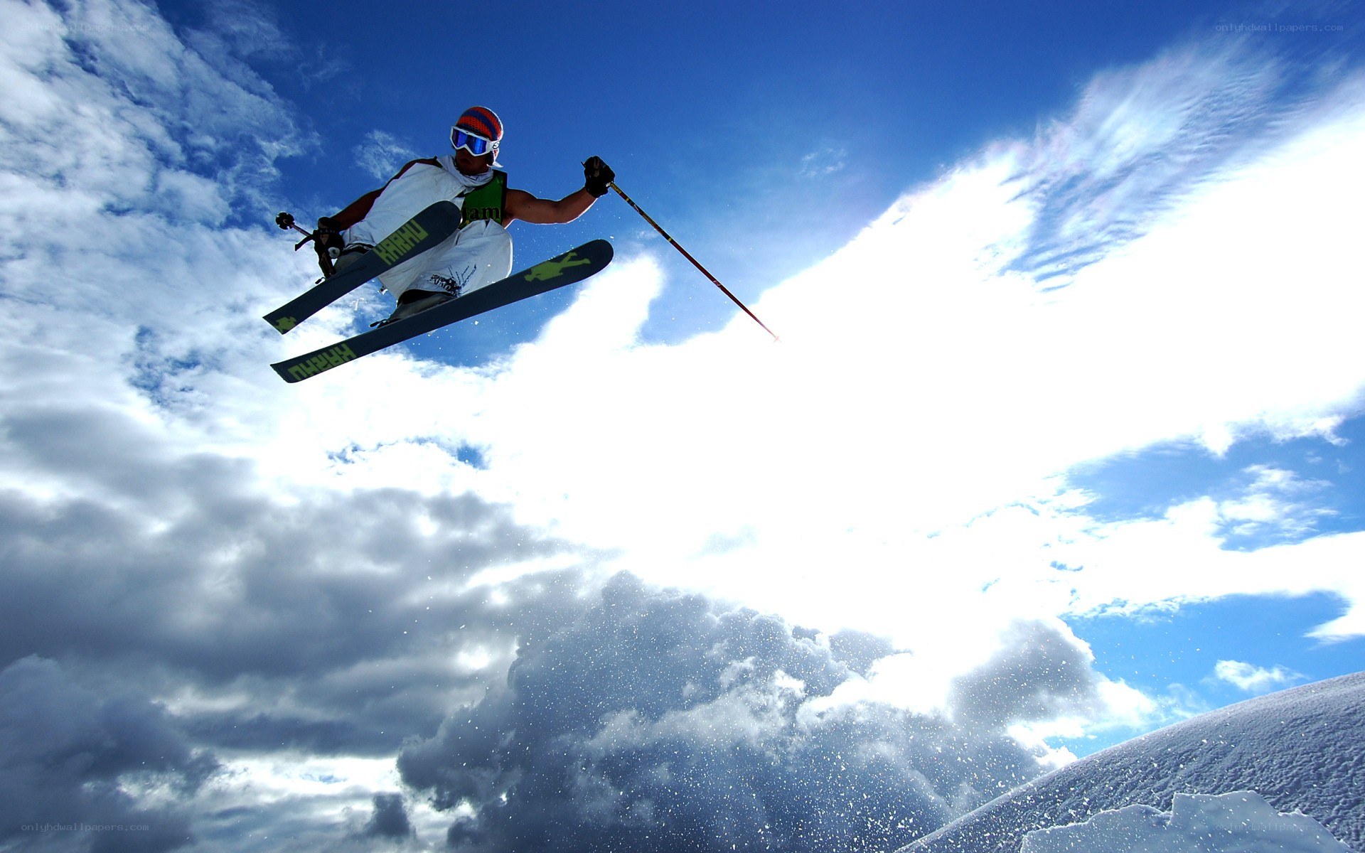 Skier in mid-air jump