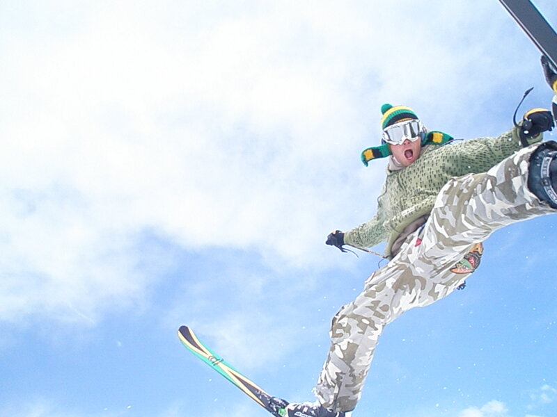 Skier in mid-air jump