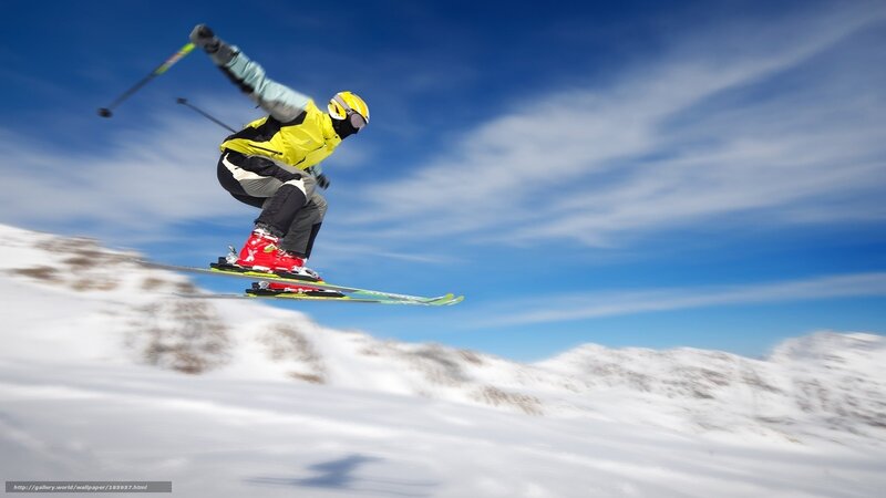 Skier in mid-air jump