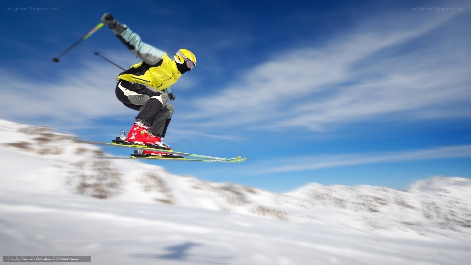 Skier in mid-air jump