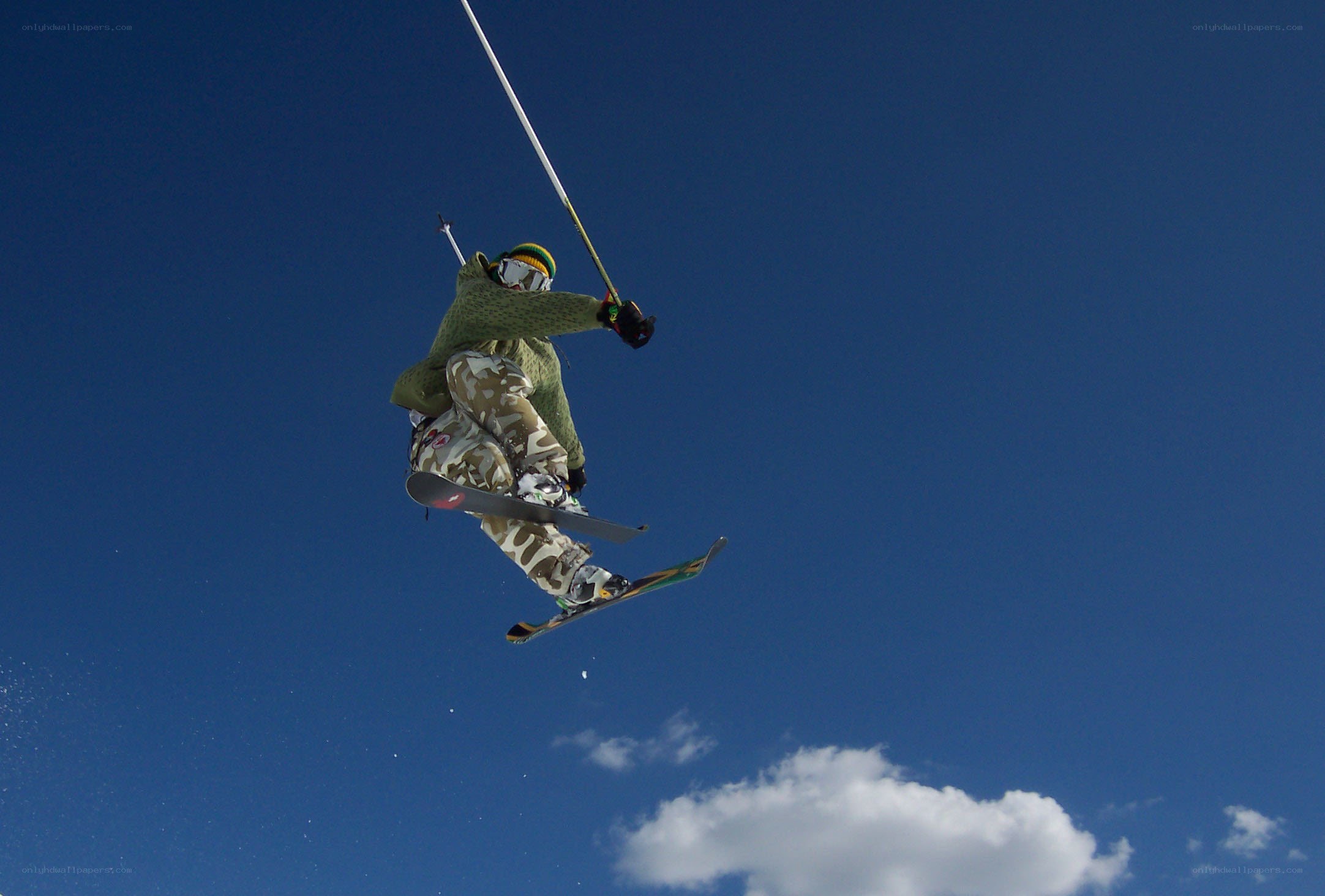 Skier in mid-air jump