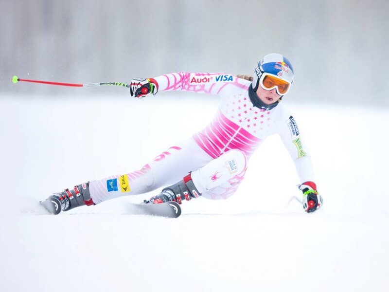 Skier in Pink Suit