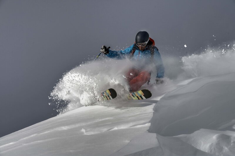 Skier in Powder Snow — White, Dynamic