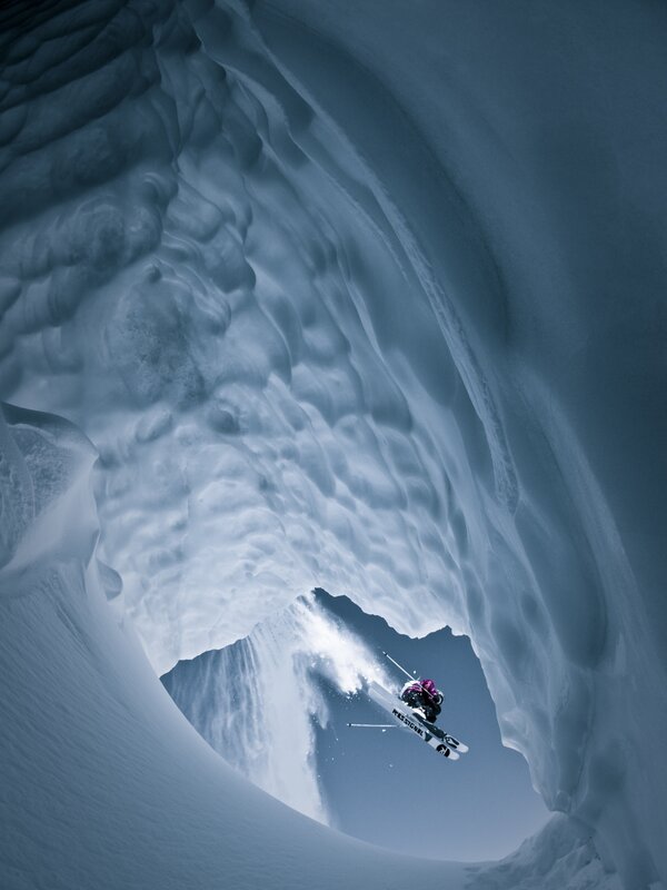 Skier in Snow Tunnel — Blue