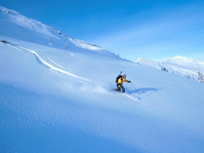 Skier in Yellow Jacket — Blue