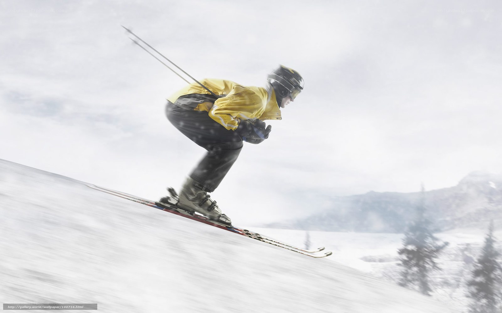 Skier in yellow jacket