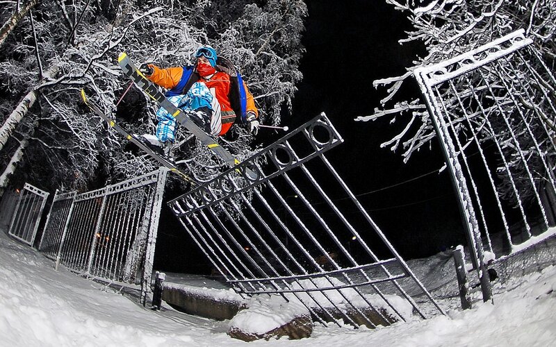 Skier Jumping over Gate