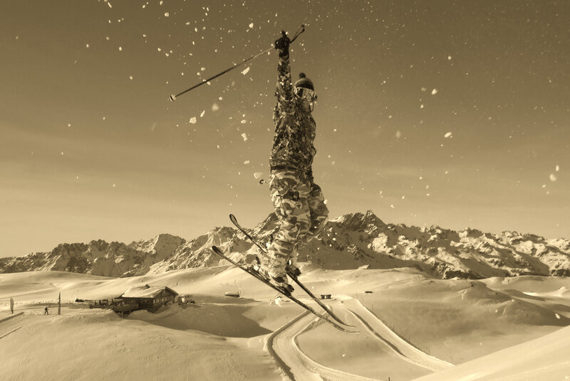 Skier mid-air jump