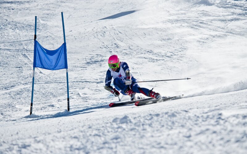 Skier Navigating Slalom