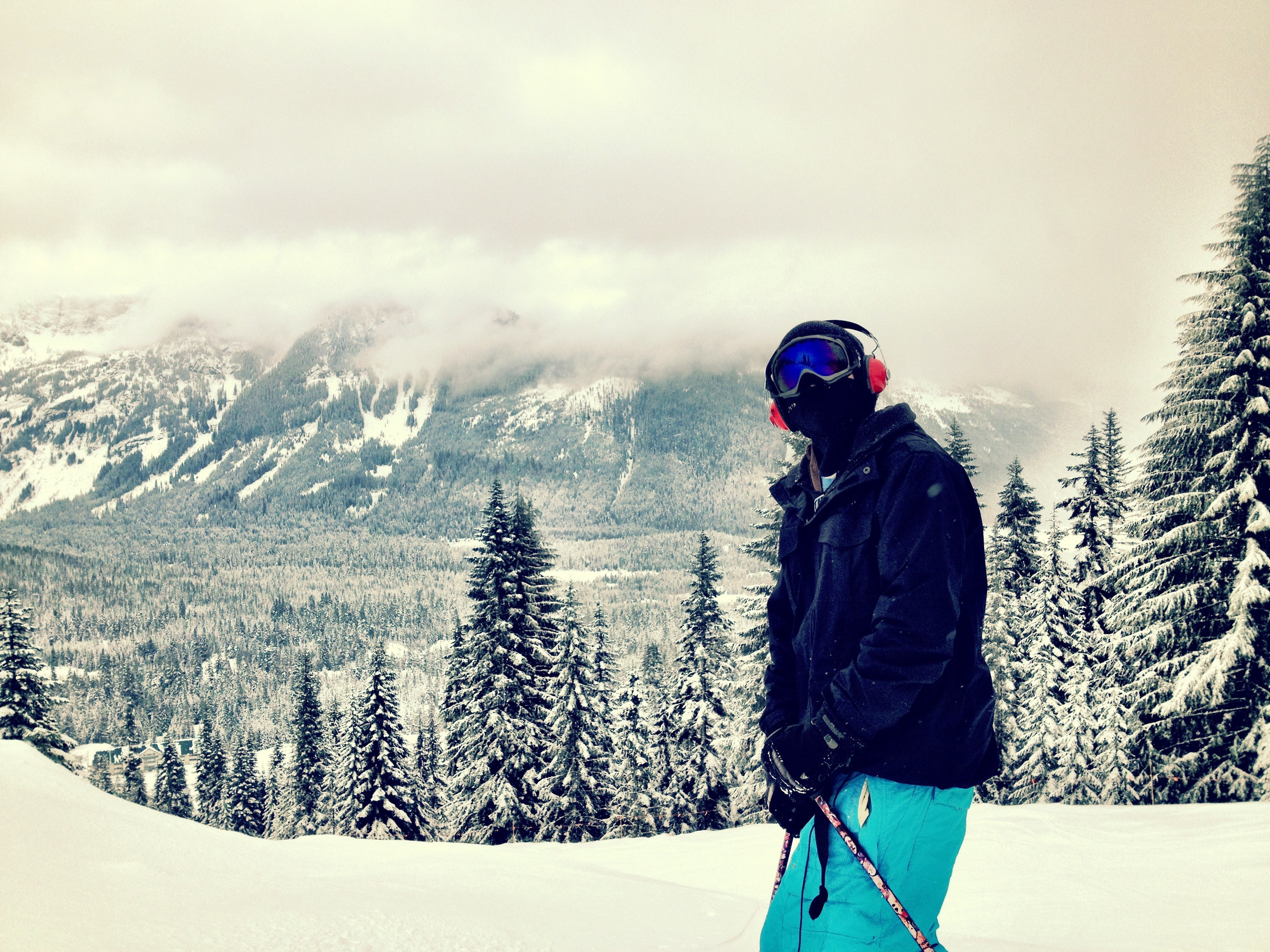 Skier on a snowy mountain