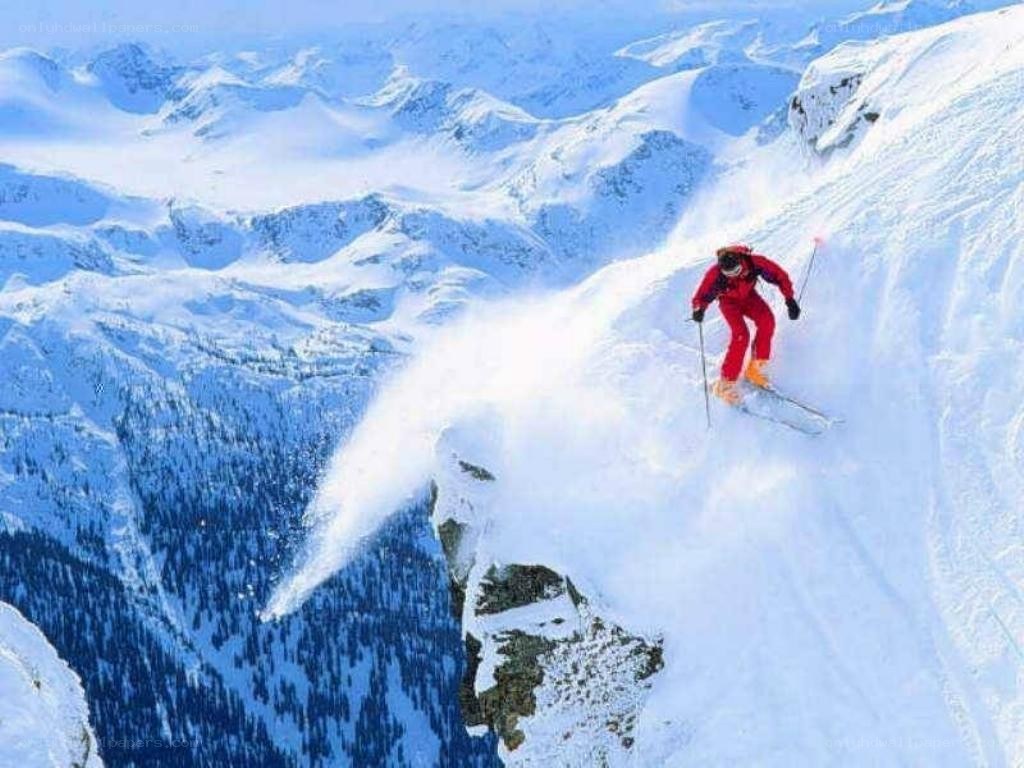 Skier on a snowy mountain