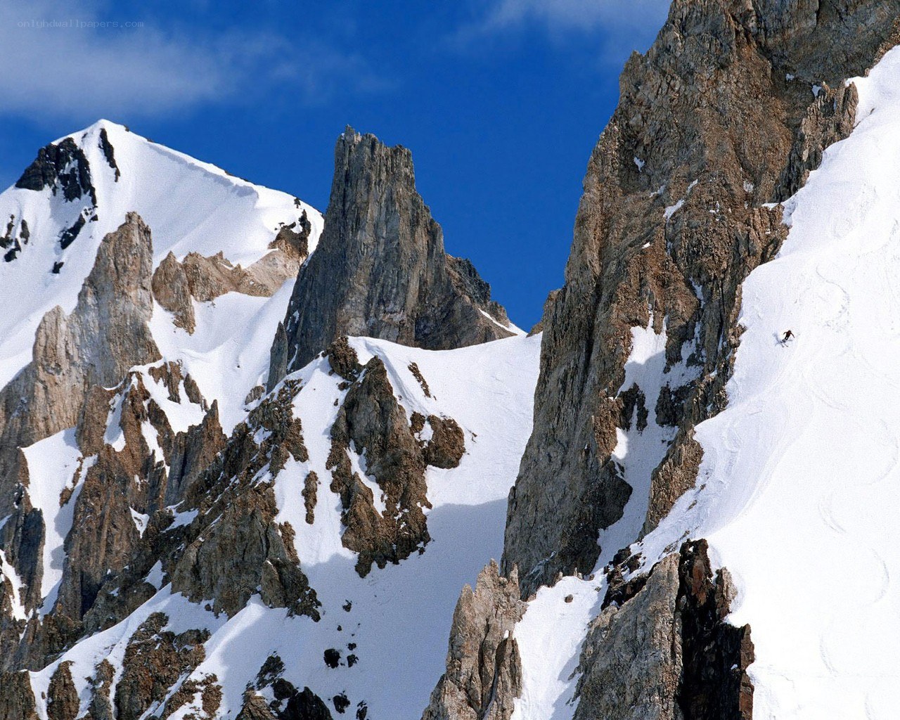 Skier on a snowy mountain