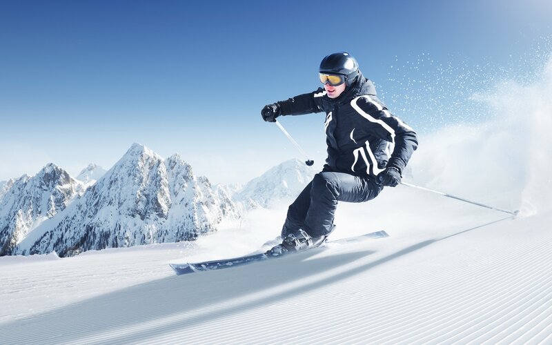 Skier on a snowy mountain