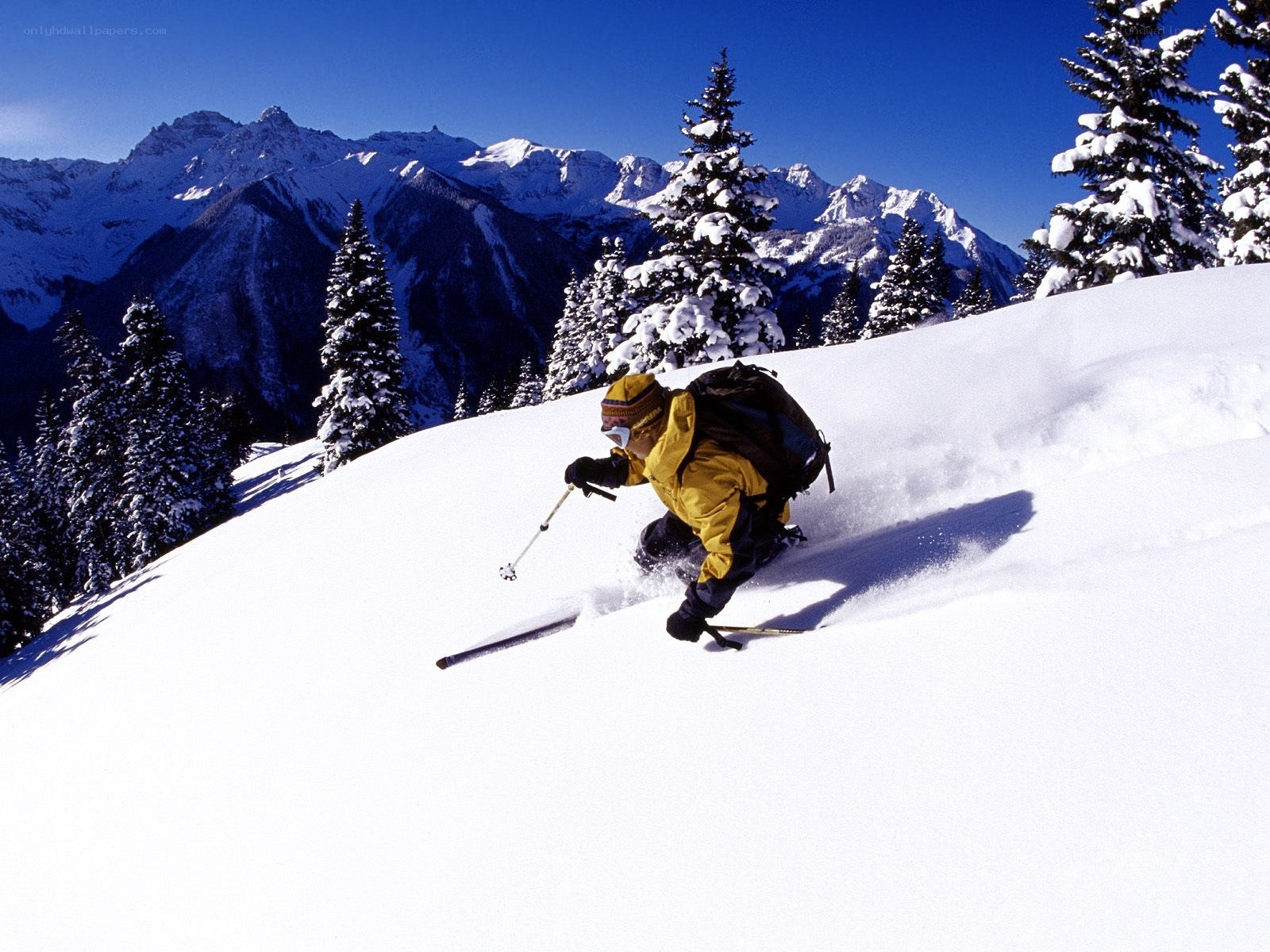 Skier on a snowy mountain