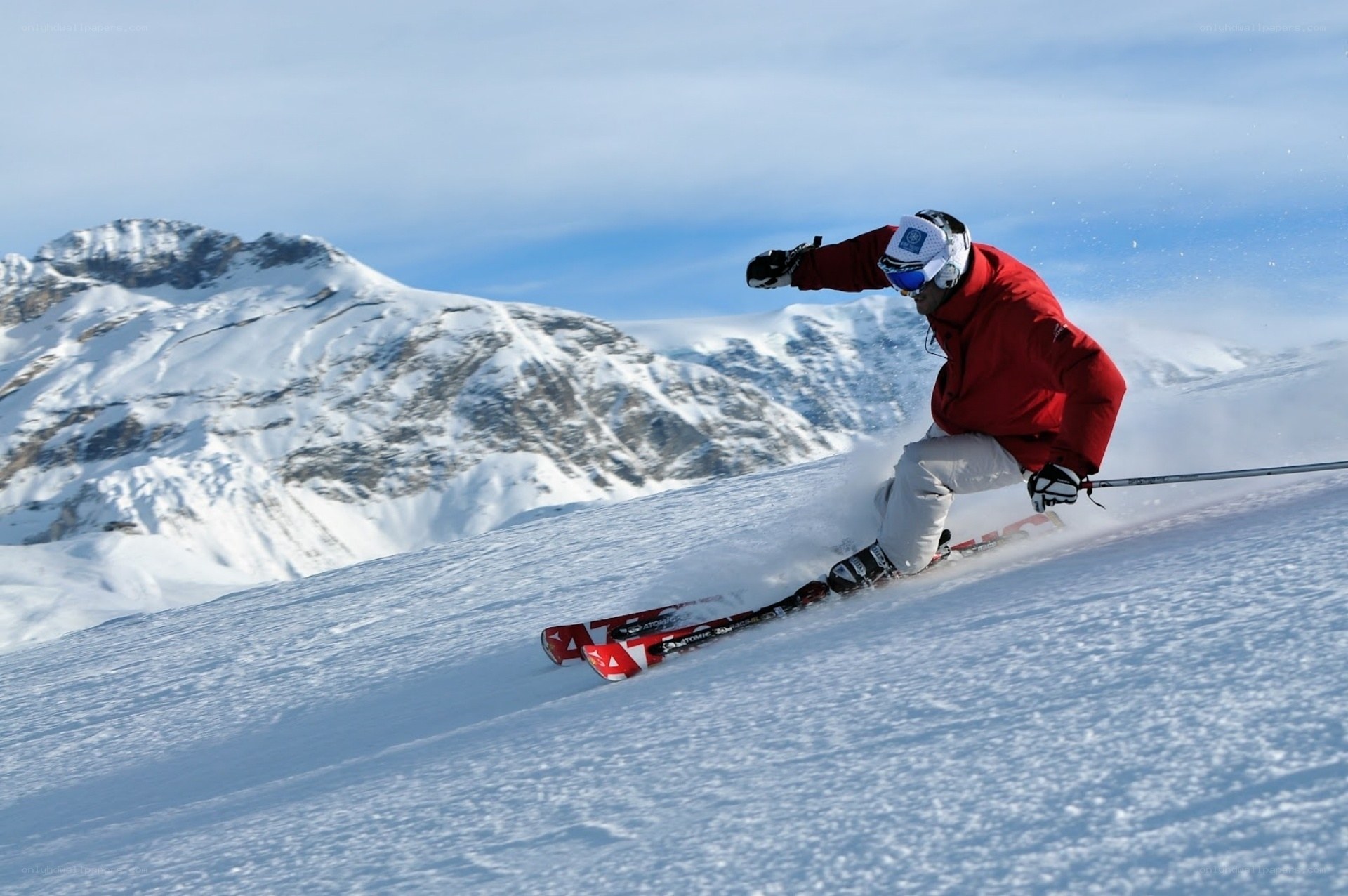 Skier on a snowy mountain