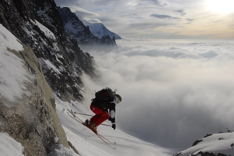 Skier on a snowy mountain