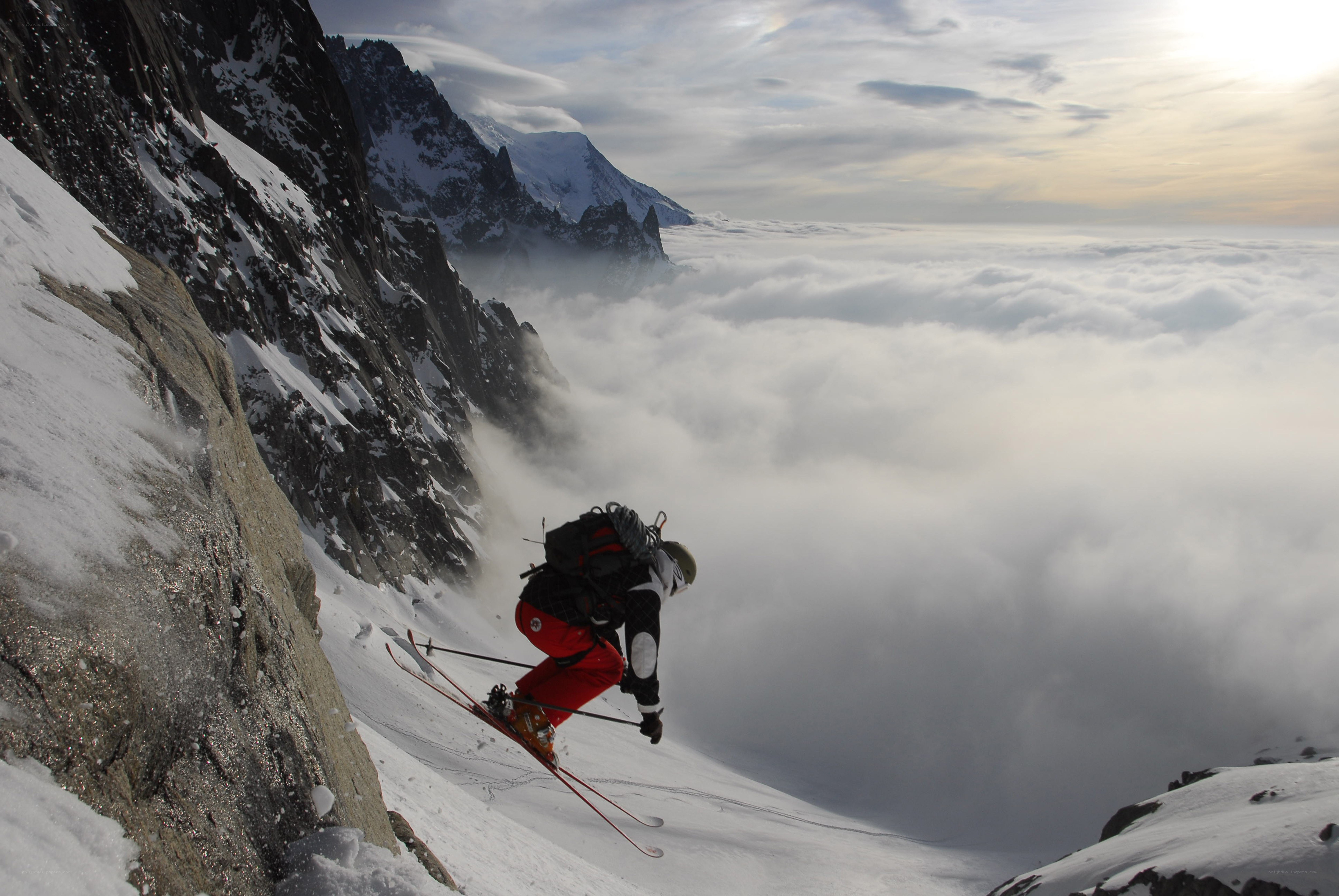 Skier on a snowy mountain