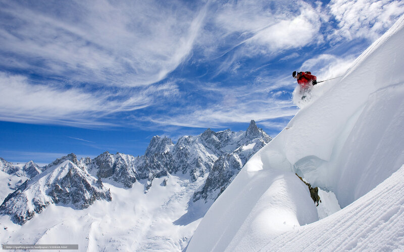 Skier on a snowy mountain