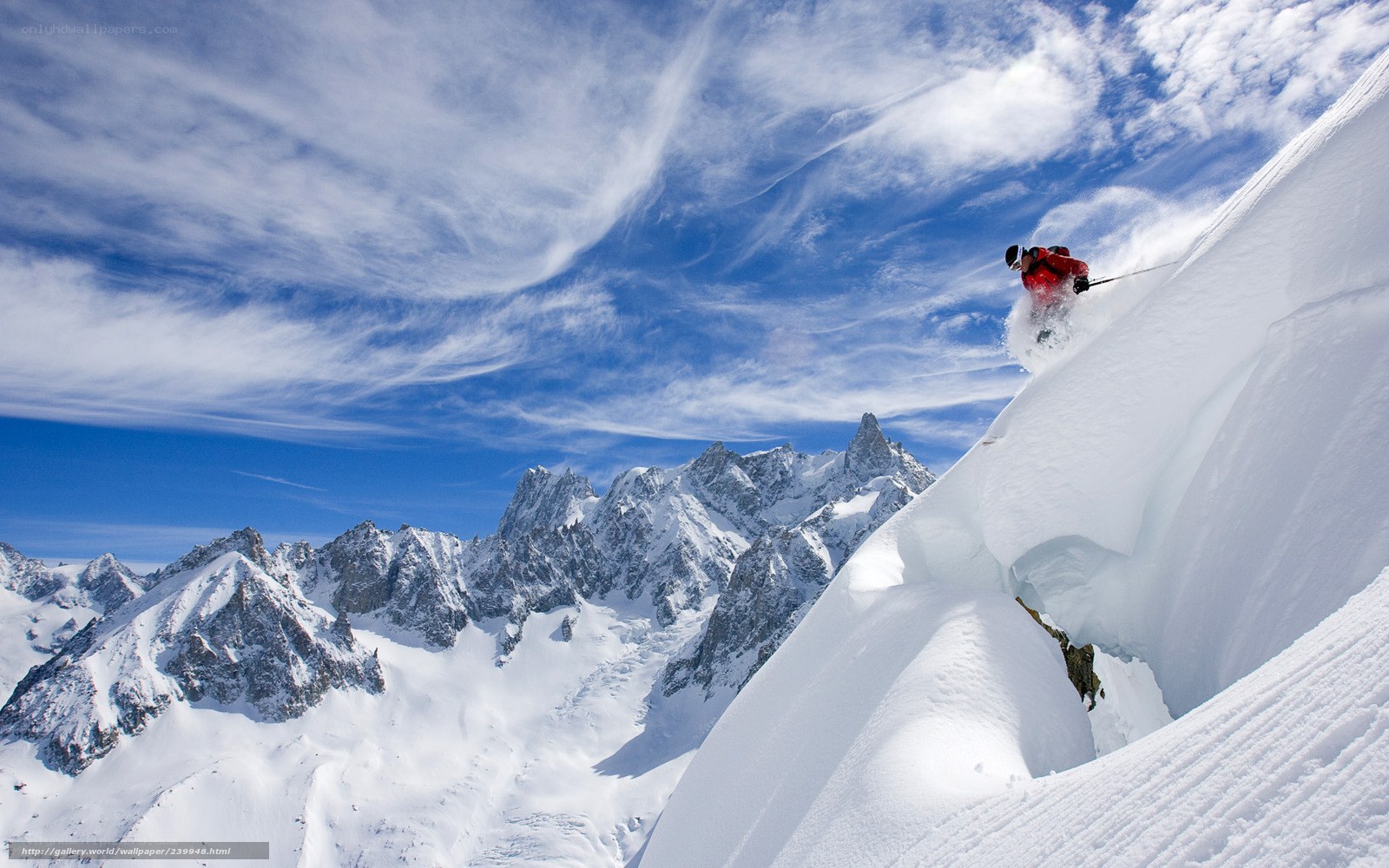 Skier on a snowy mountain